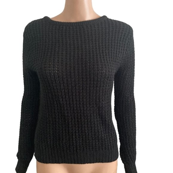 Ambiance Apparel Sweater Womens Small Black Criss Cross Back - Picture 1 of 10